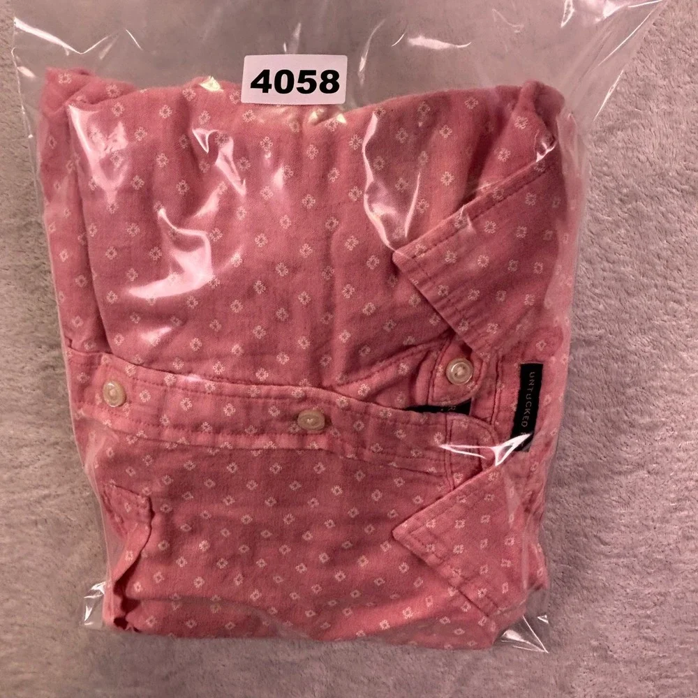 Banana Republic Mens Shirt Sz M Pink Geometric Untucked Fit Cotton Button Down‎
